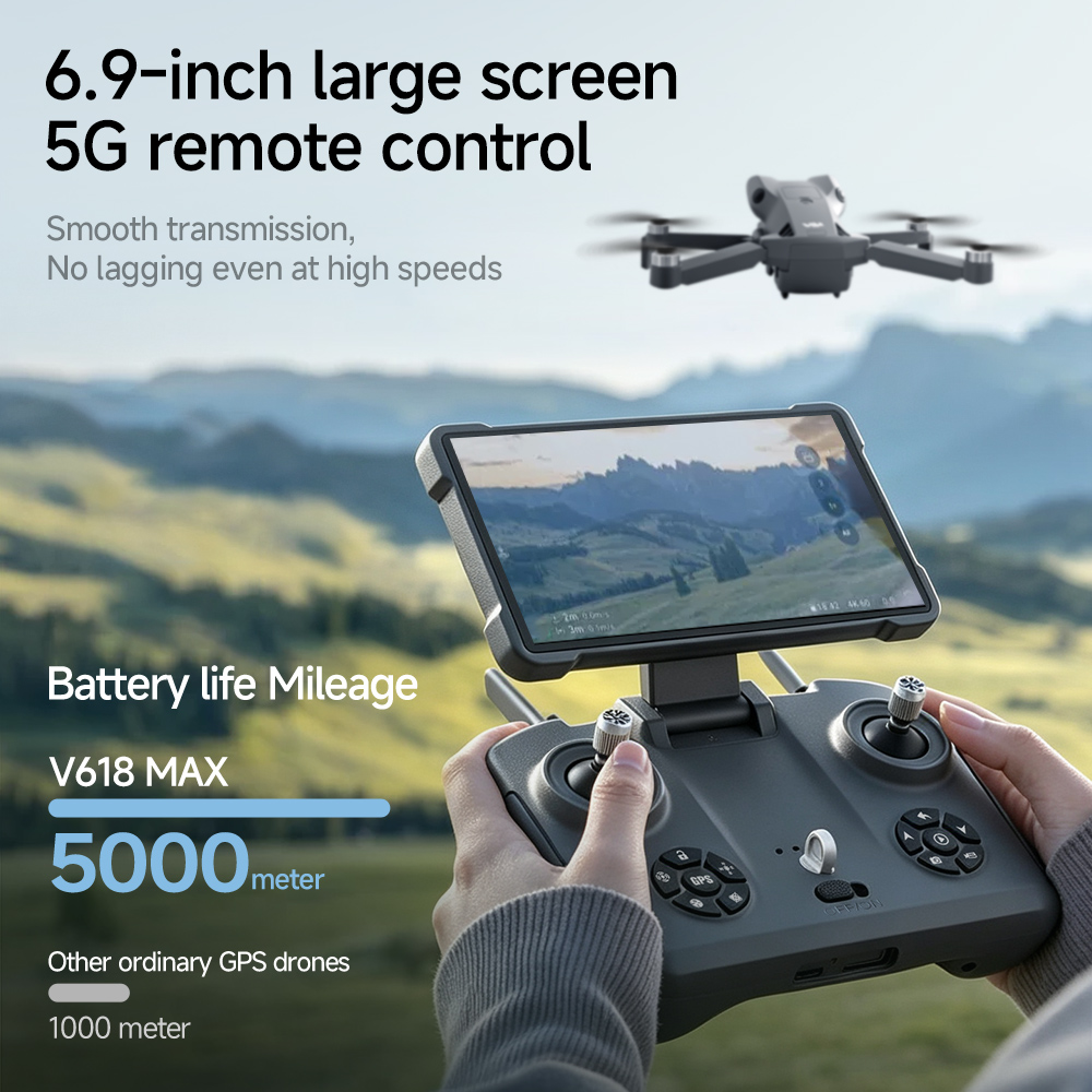 โดรนพับได้ V618 MAX GPS หน้าจอ - Drone Camera Professional บทวิจารณ์และราคา
